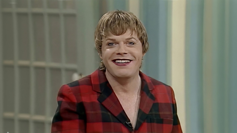 Comedian Eddie Izzard during a television interview with Dini Petty